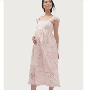 Hatch The Ivy Eyelet Midi Dress Blush Pink Maternity